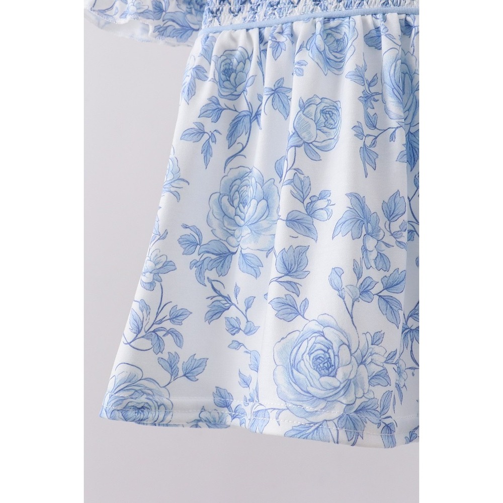 Abby & Evie Baby Girl Smocked Floral Dress and Bloomers Set Blue White 18M NWT - Picture 4 of 6